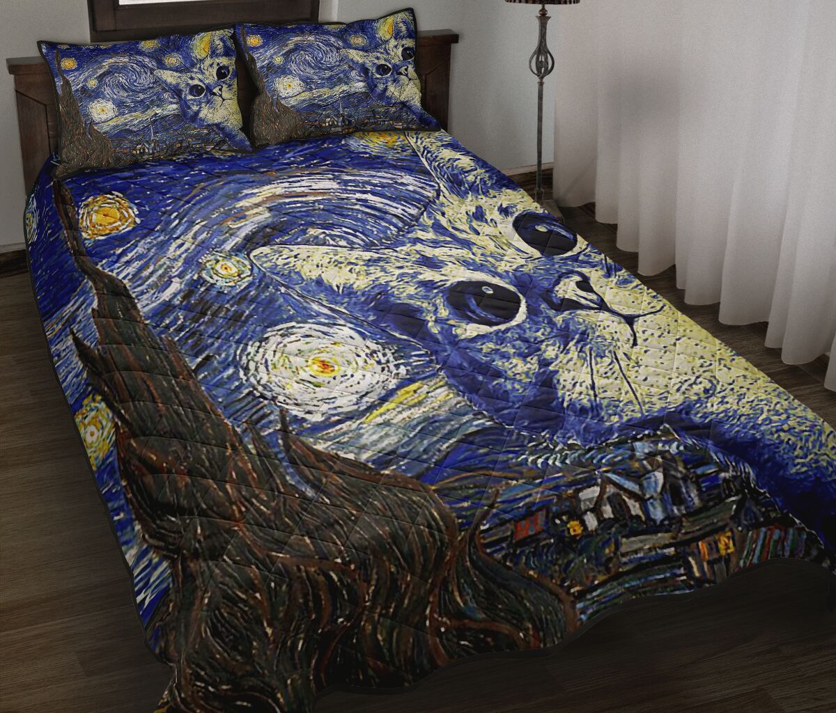 Cat Van Gogh Cat Quilt Set 0622