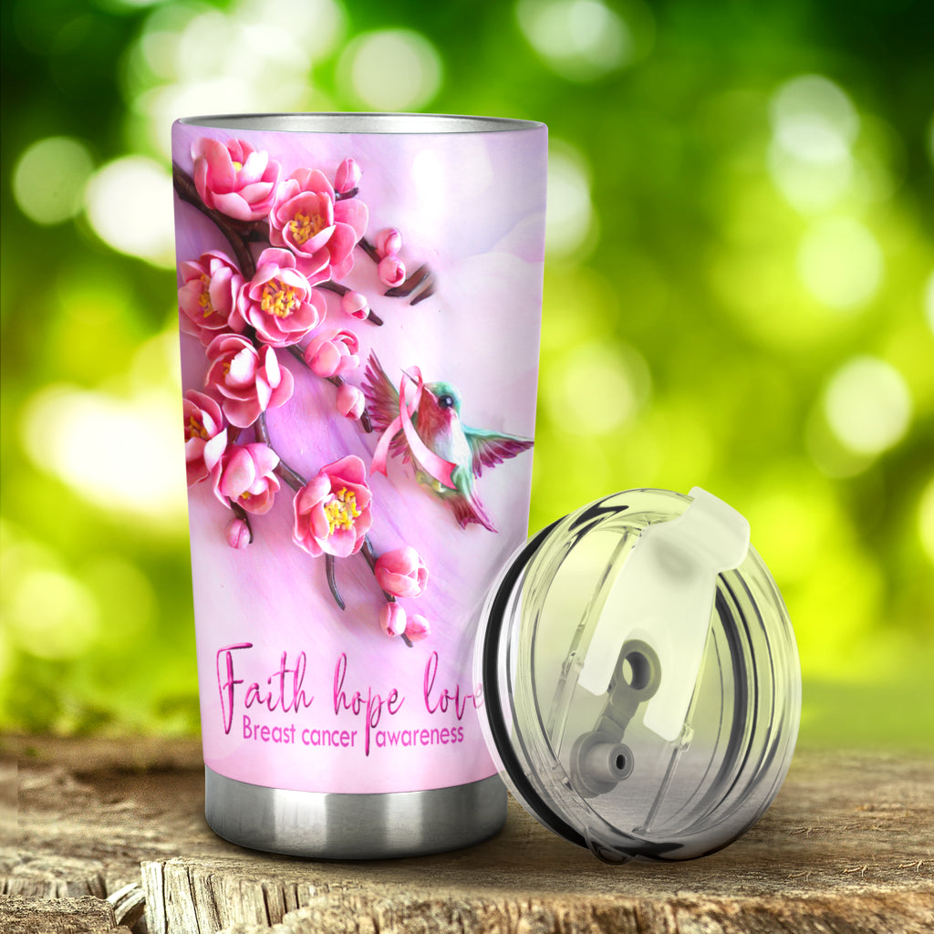 Faith Hope Love Breast Cancer Awareness Tumbler 0622