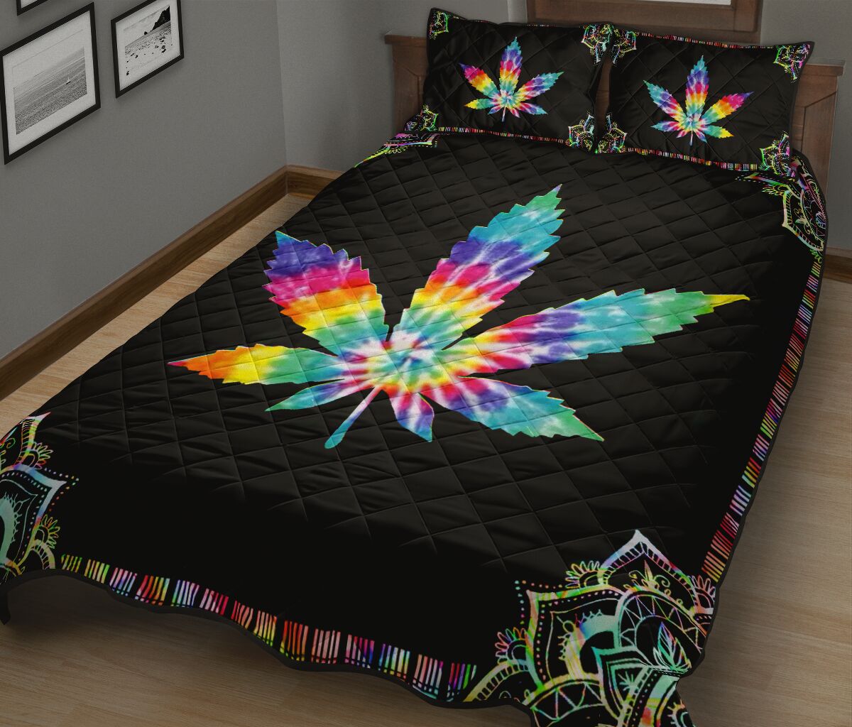 Tie Dye Leaf - Weed Quilt Set 0822