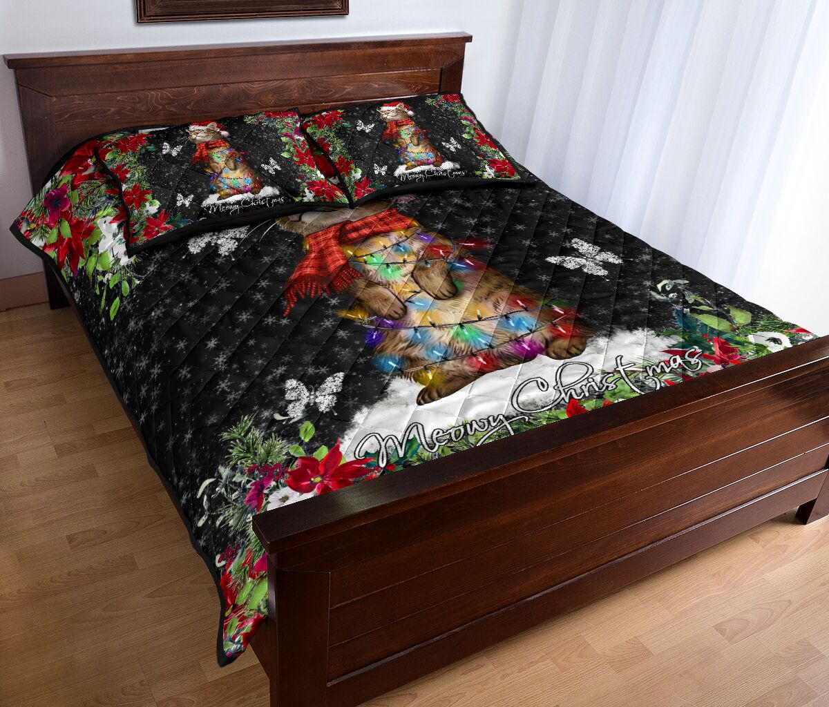 Meowy Christmas Cat Quilt Set 0622