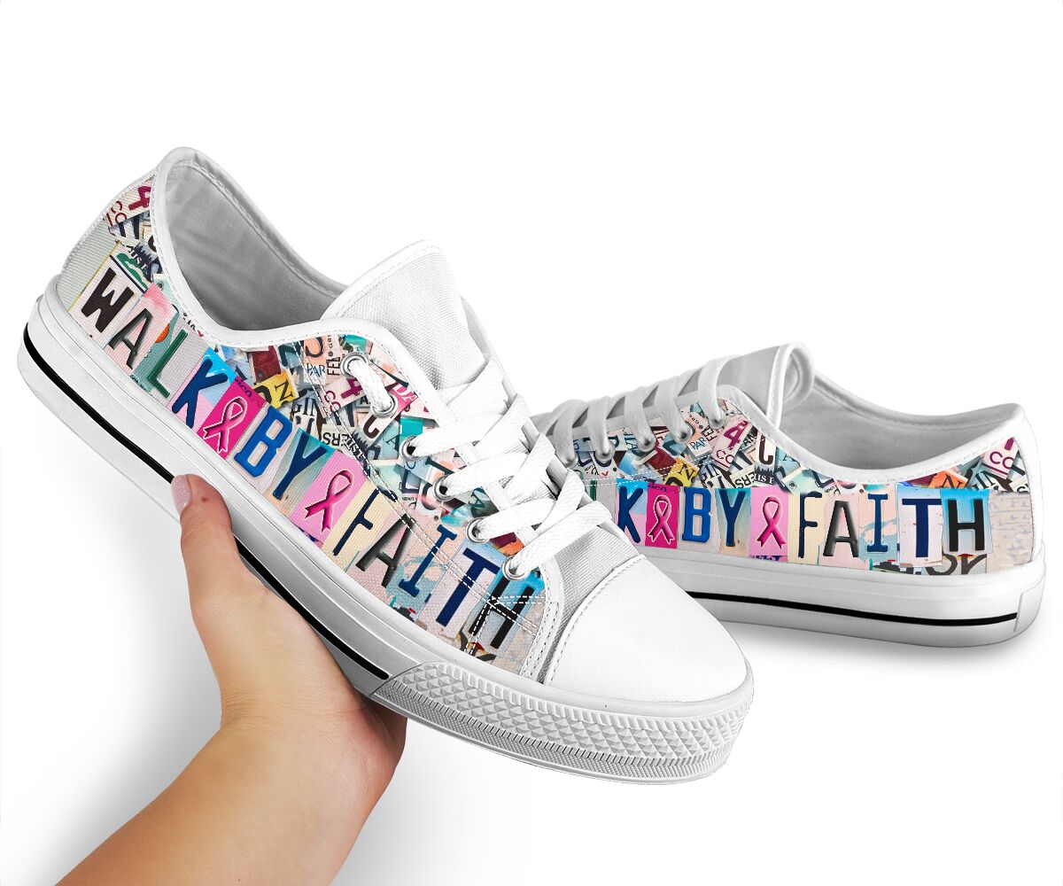 Walk By Faith Breast Cancer Awareness Low Top Shoes 0622