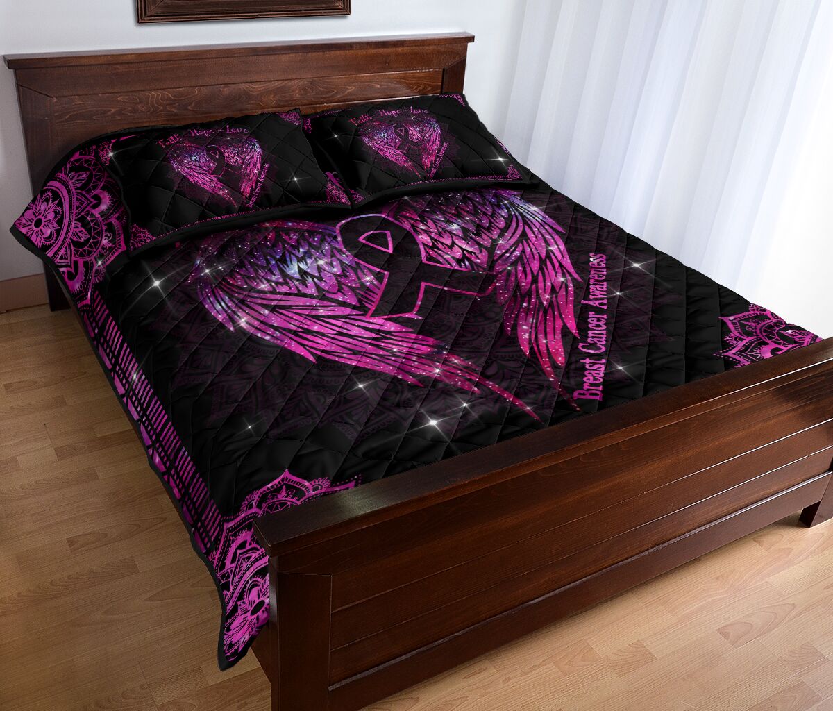 Faith Hope Love Breast Cancer Awareness Quilt Set 0622