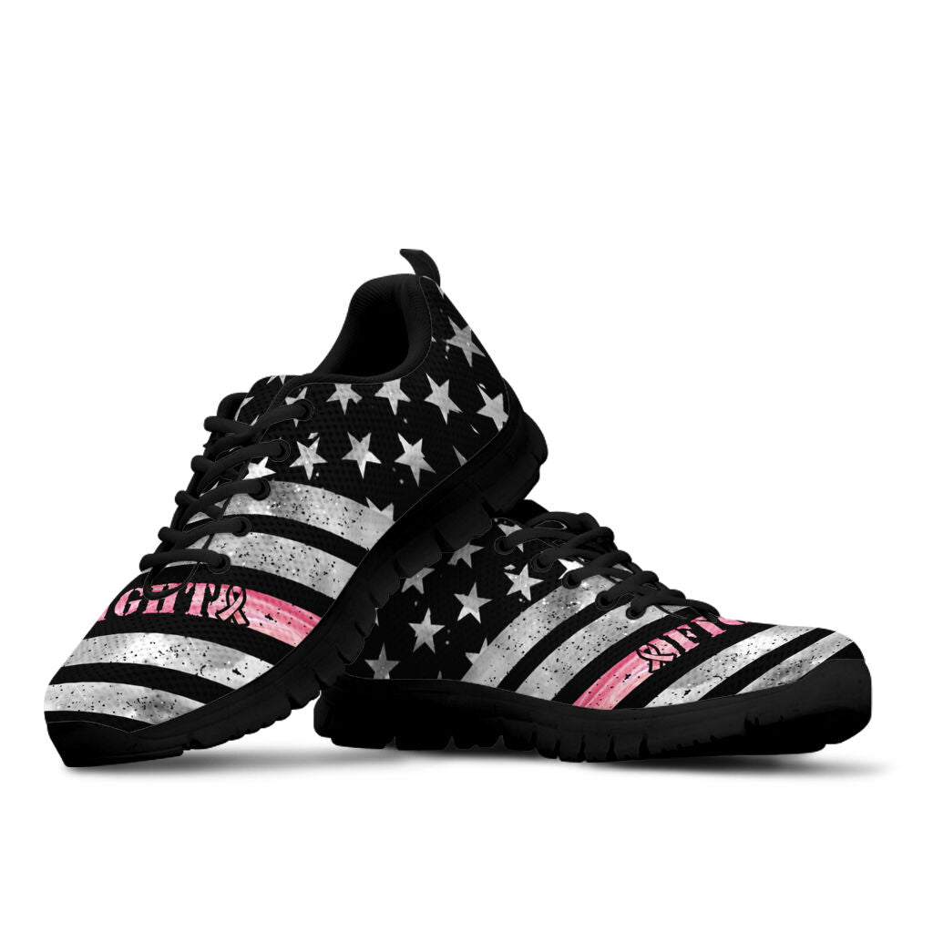 Fight Breast Cancer American Flag Breast Cancer Awareness Sneakers 0622