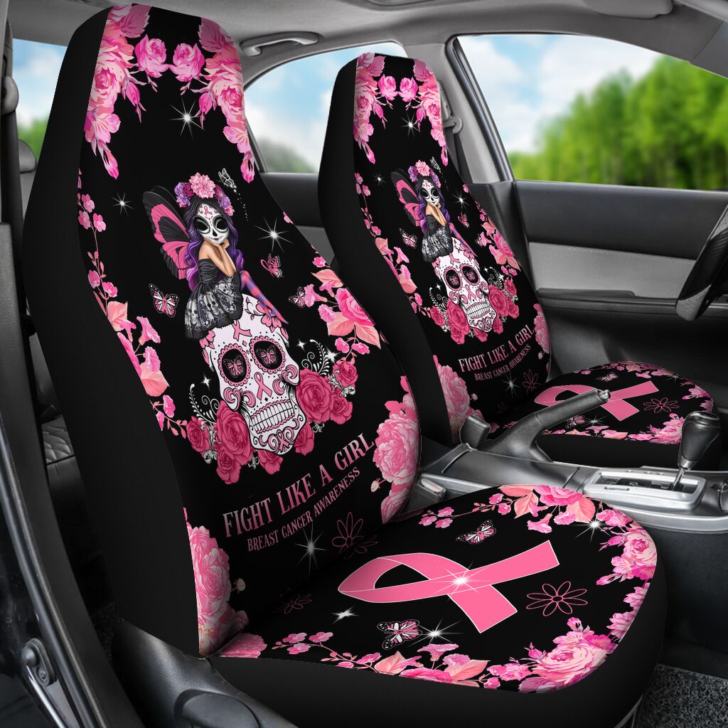 Fight Like A Girl Breast Cancer Awareness Seat Covers 0622