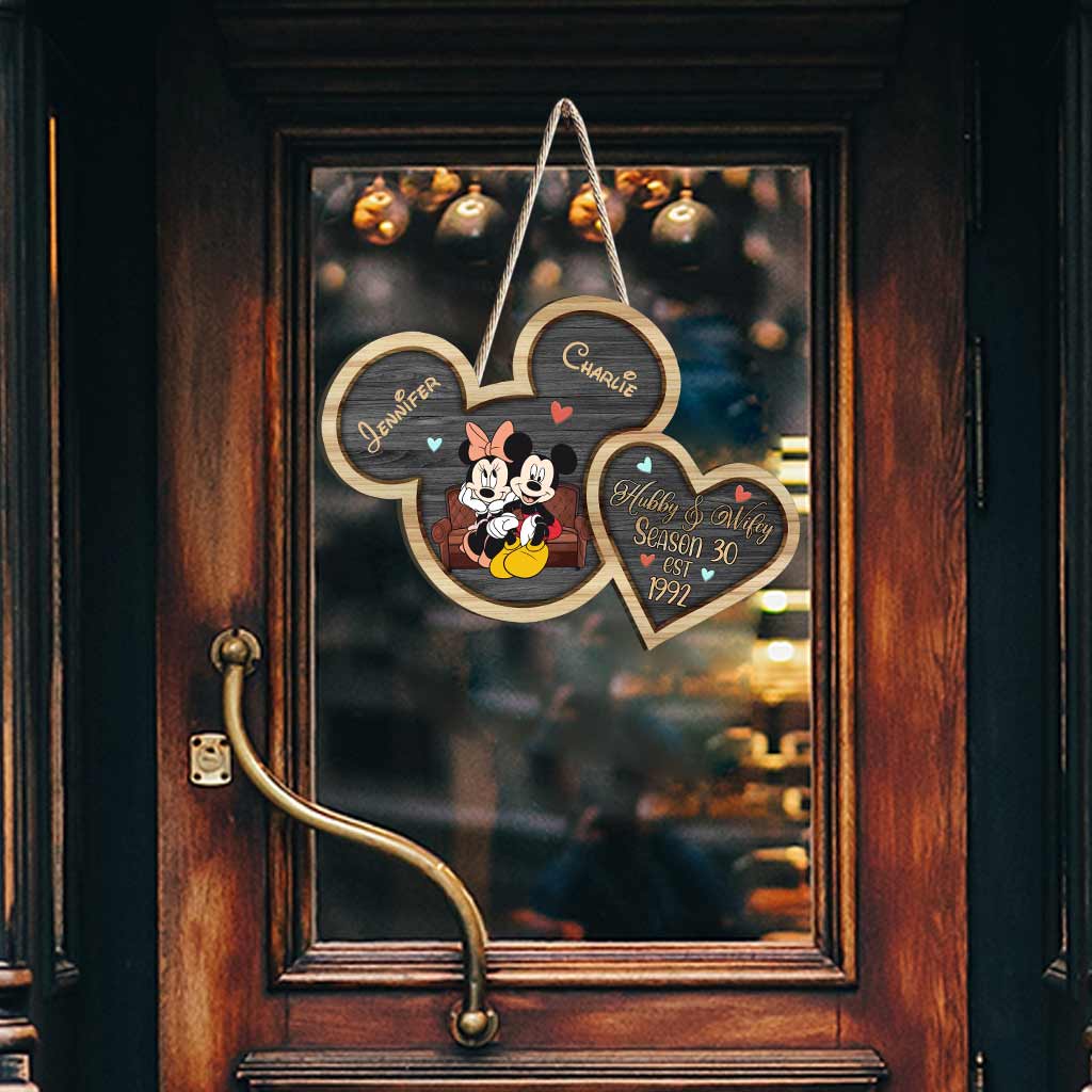 New Season - Personalized Couple Mouse Wood Sign
