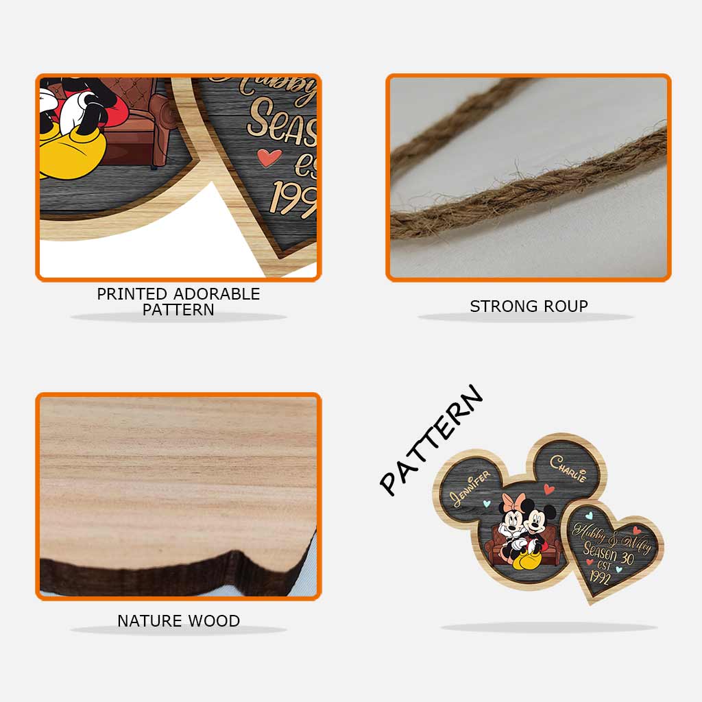New Season - Personalized Couple Mouse Wood Sign