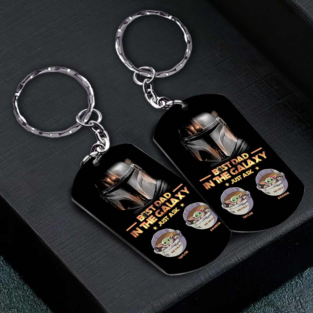 1 Dad In The Galaxy - Personalized Father's Day The Force Stainless Steel Keychain