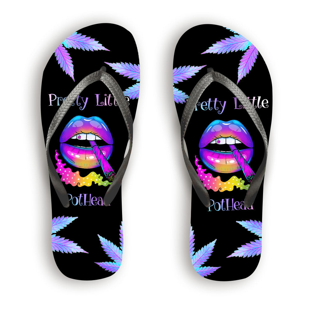 Pothead Hologram - Weed Flip Flops