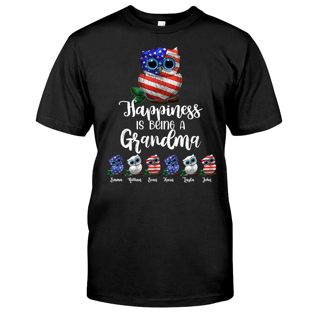 Happiness Is Being A Grandma - Personalized Independence Day T-shirt and Hoodie
