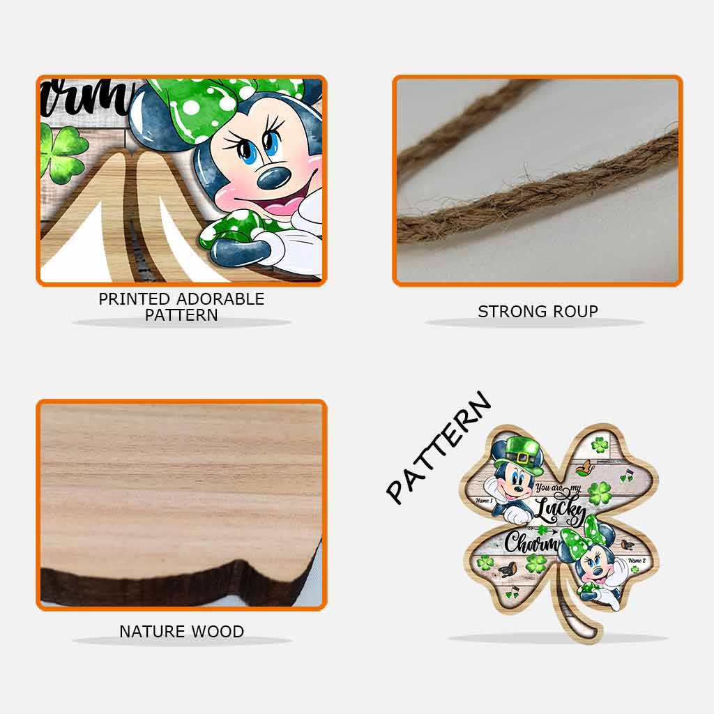 You Are My Lucky Charm - Personalized Patrick's Day Mouse Wood Sign With 3D Pattern Print