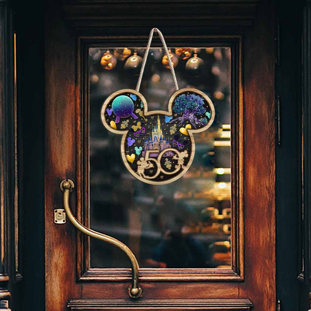 50 Years Of Magic - Mouse Wood Sign With 3D Pattern Print