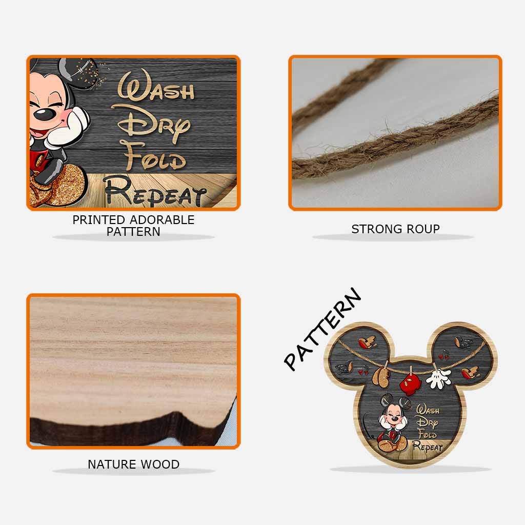 Wash Dry Fold Repeat - Mouse Wood Sign