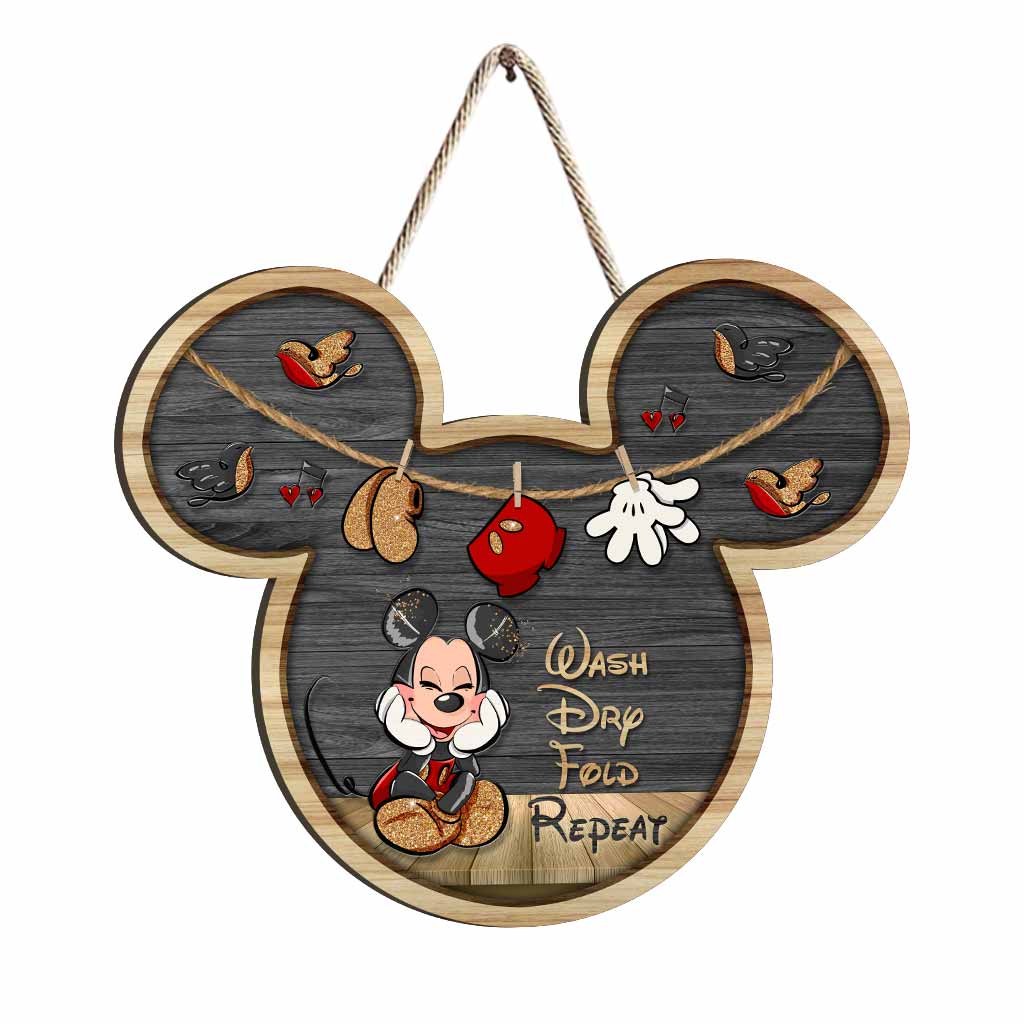 Wash Dry Fold Repeat - Mouse Wood Sign