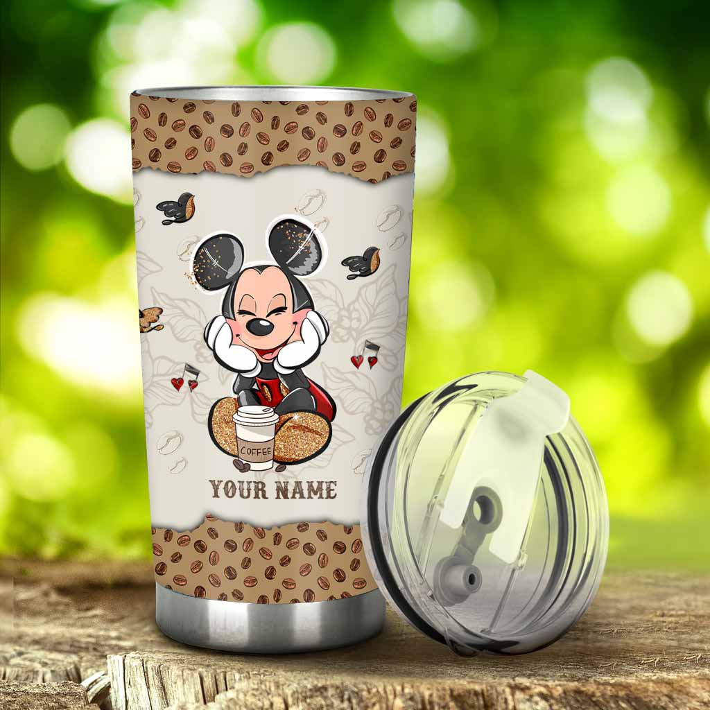 I Run On Caffeine And Mouse Ears - Personalized Mouse Tumbler