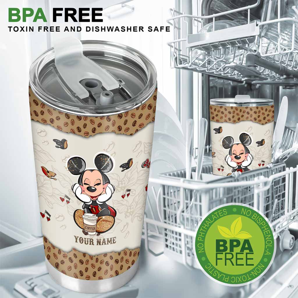I Run On Caffeine And Mouse Ears - Personalized Mouse Tumbler