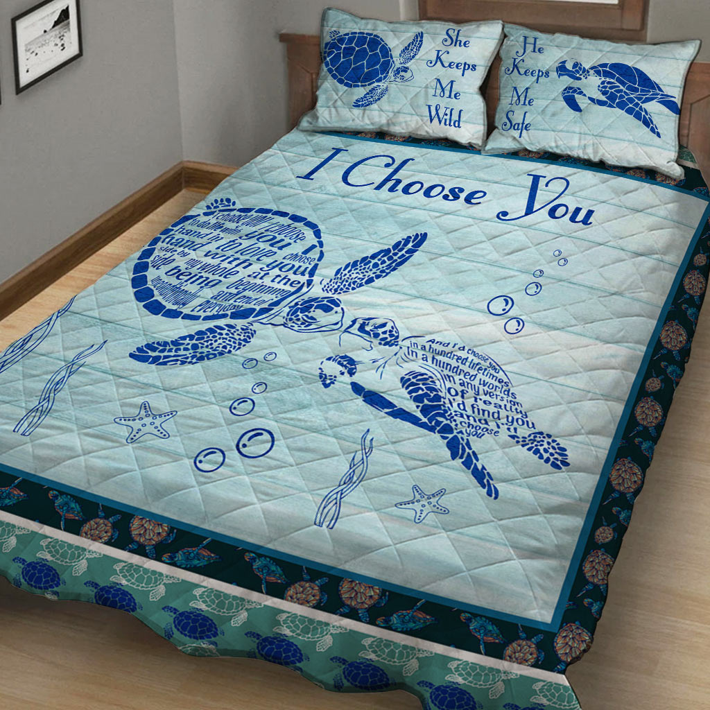 I Choose You Turtle Quilt Bed Set 062021