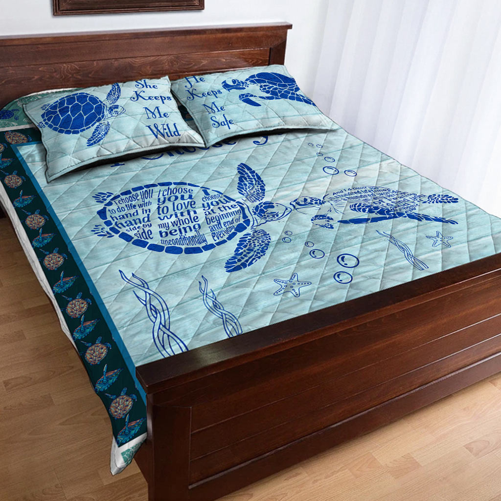 I Choose You Turtle Quilt Bed Set 062021