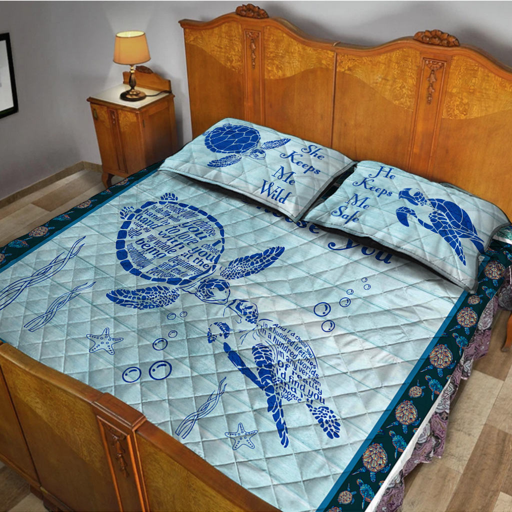 I Choose You Turtle Quilt Bed Set 062021