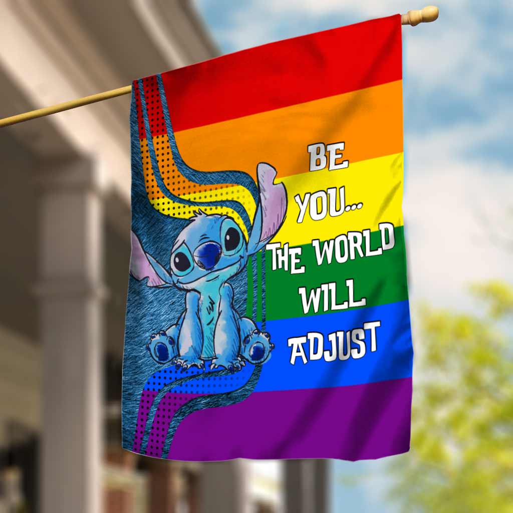 Be You The World Will Adjust - Personalized LGBT Support House Flag
