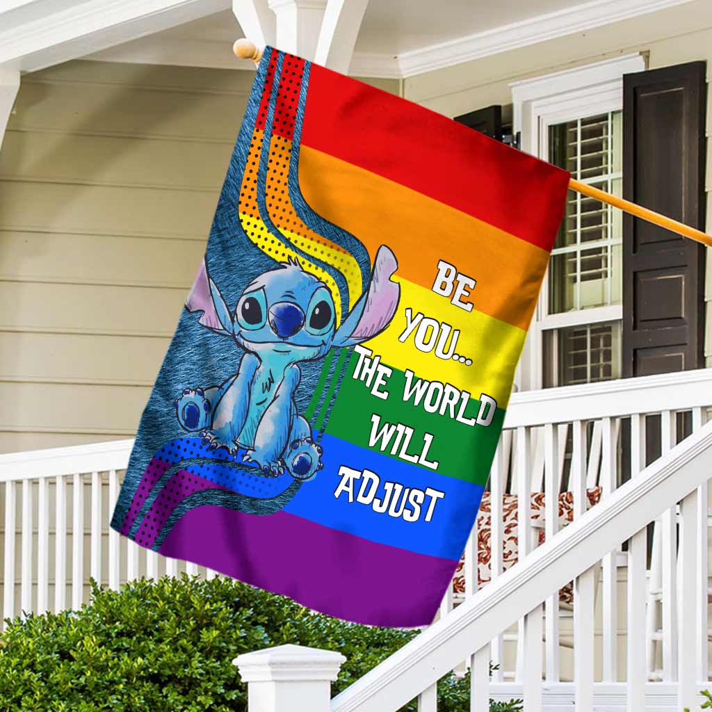 Be You The World Will Adjust - Personalized LGBT Support House Flag