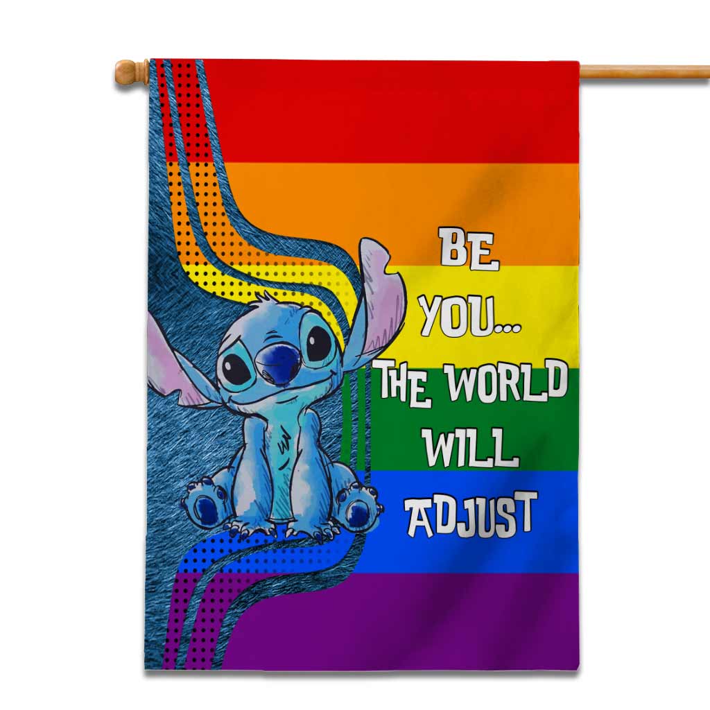 Be You The World Will Adjust - Personalized LGBT Support House Flag
