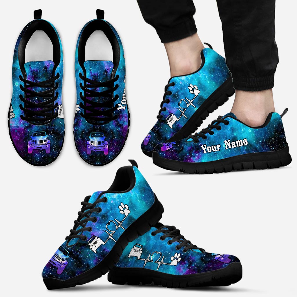 A Girl Her Jp And Her Dog - Personalized Car Sneakers