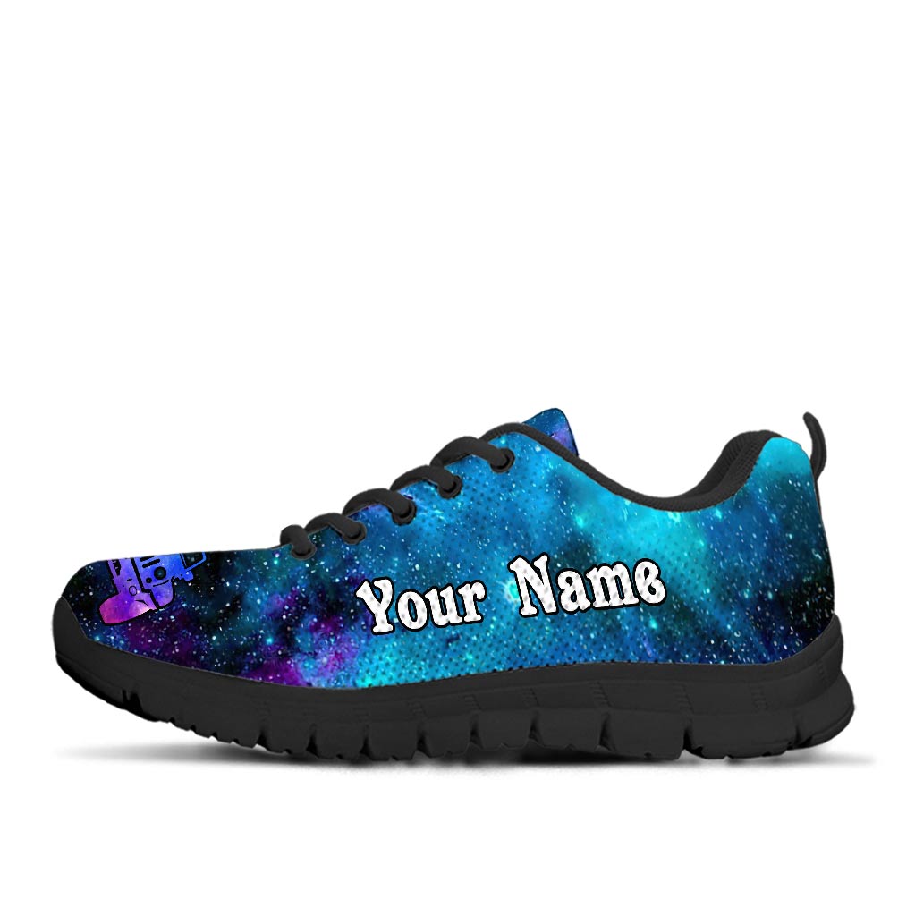 A Girl Her Jp And Her Dog - Personalized Car Sneakers