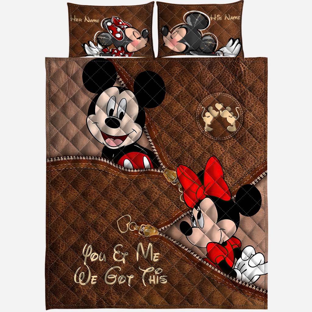 You & Me We Got This - Personalized Couple Mouse Quilt Set