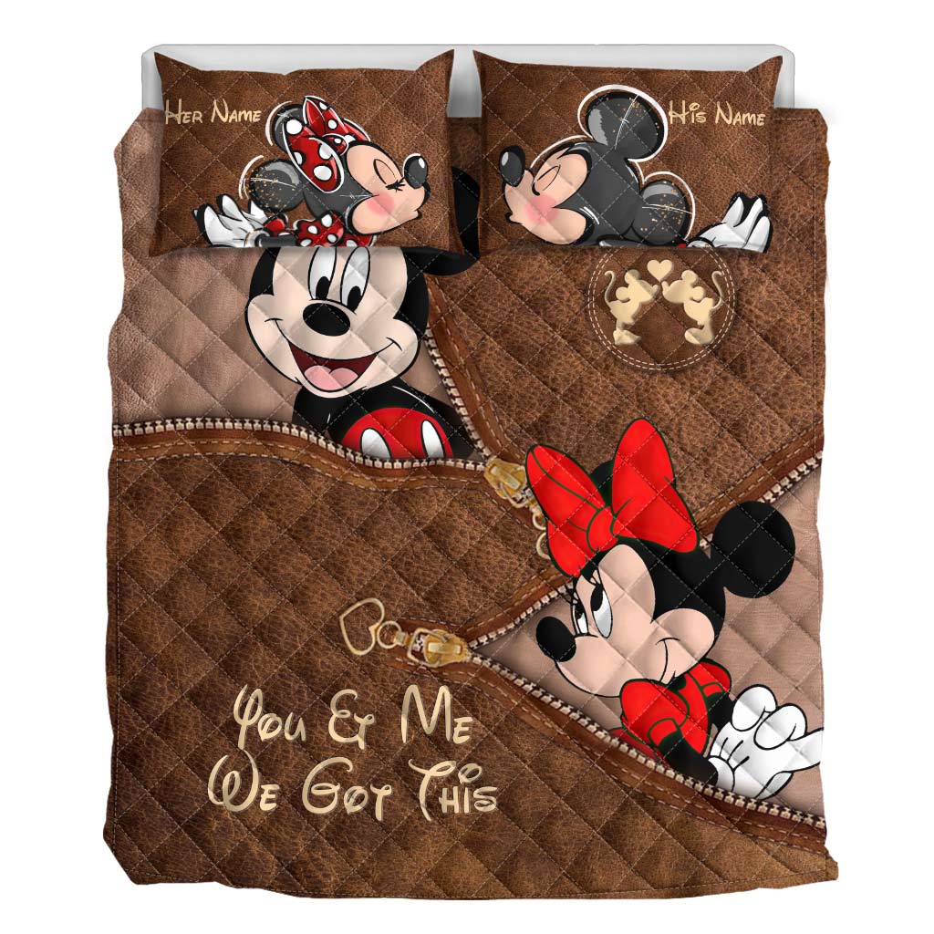 You & Me We Got This - Personalized Couple Mouse Quilt Set