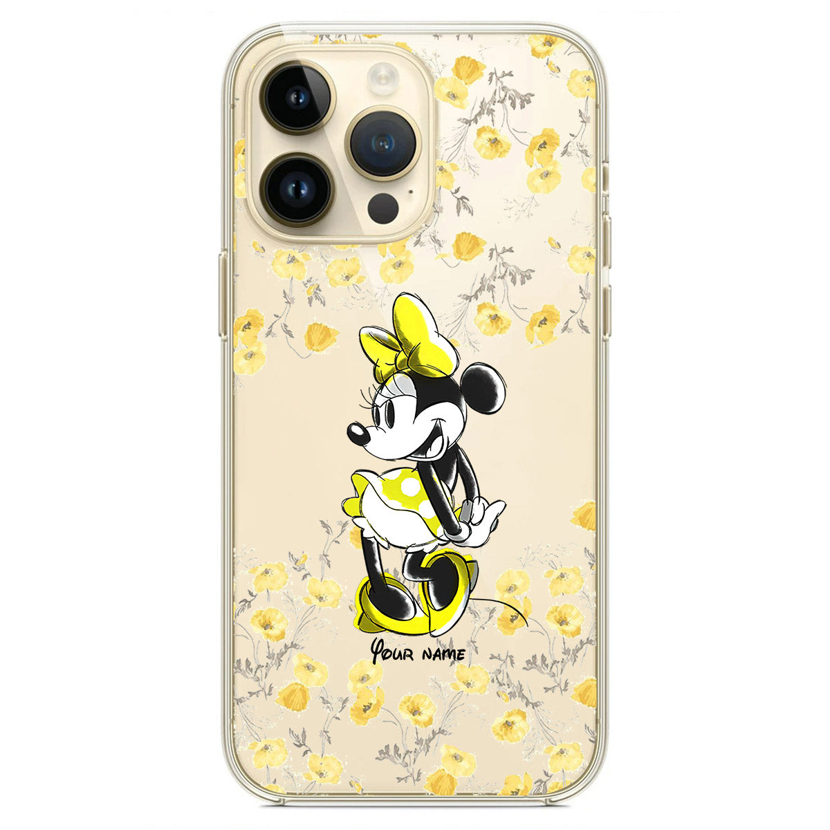 Yellow Floral - Personalized Mouse Clear Phone Case