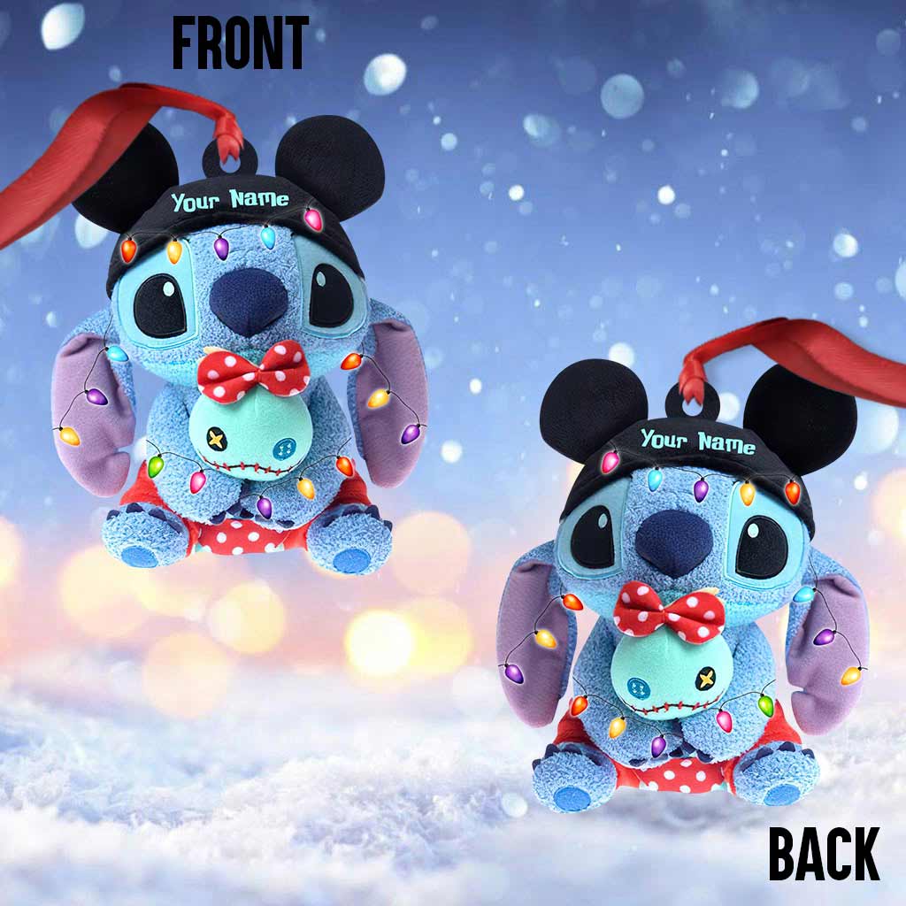 Magical Ohana - Personalized Christmas Mouse Ornament (Printed On Both Sides - Not Stuffed Animal)