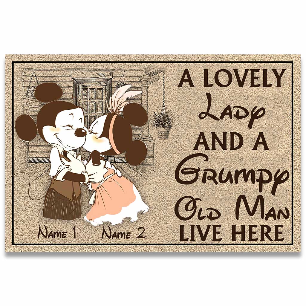 A Lovely Lady And A Grumpy Old Man - Personalized Couple Mouse Doormat