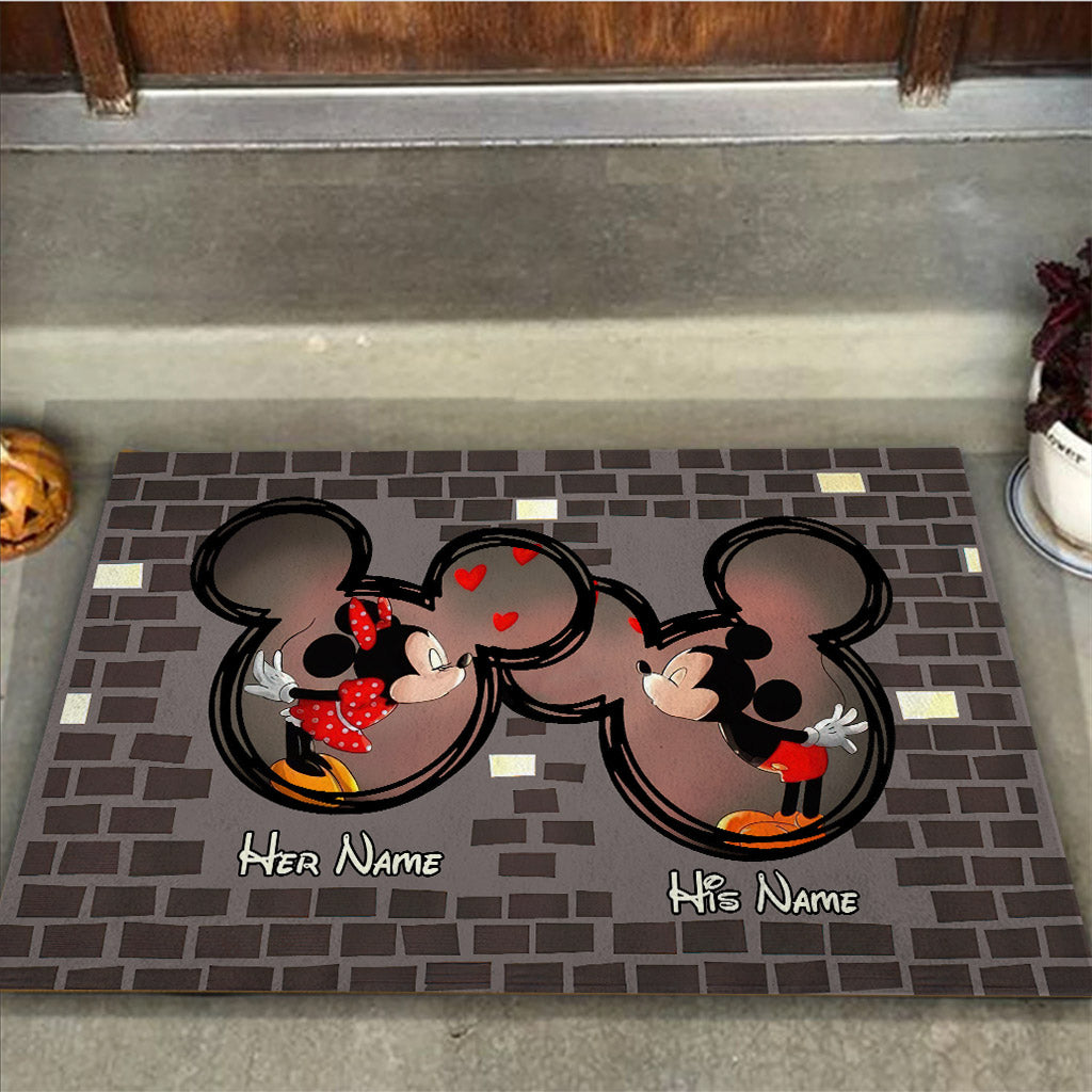 Home Is Where The Heart Is - Personalized Couple Mouse Doormat