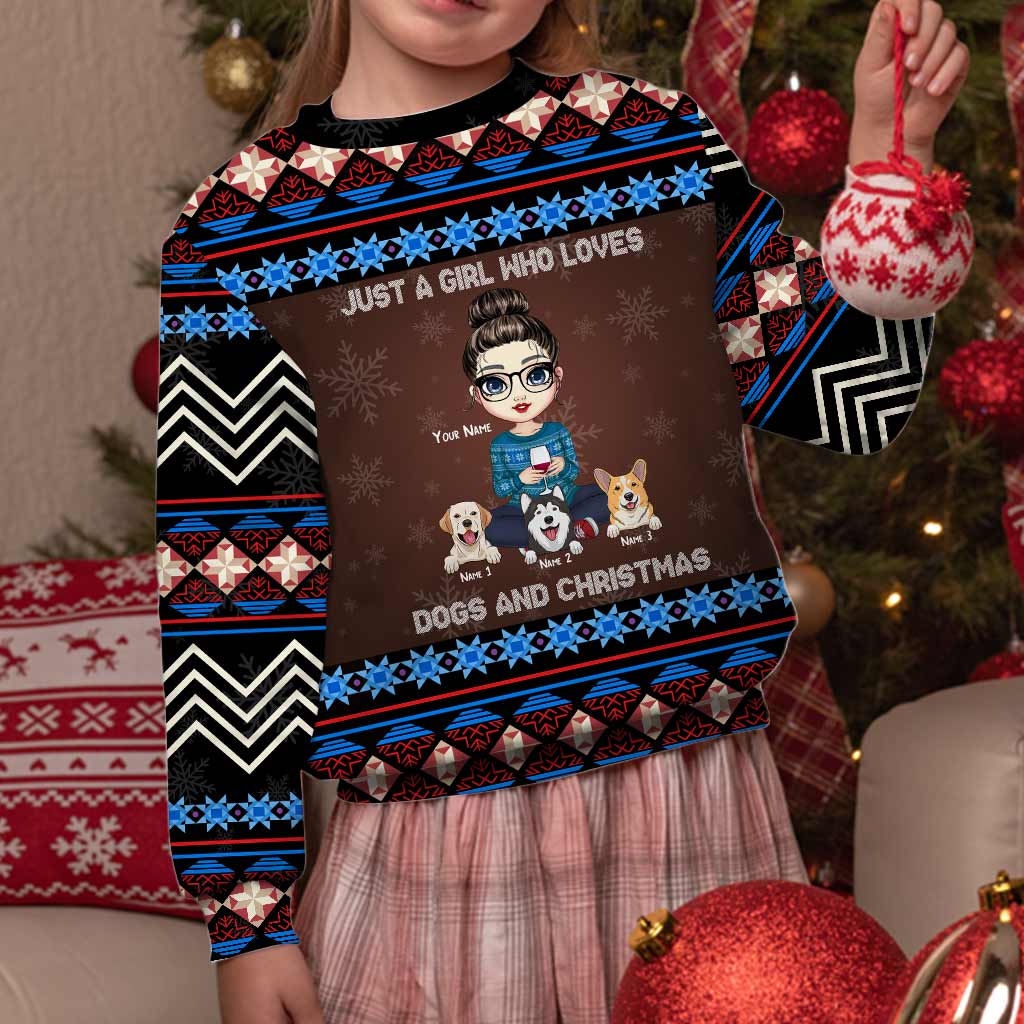 Just A Girl Who Loves Dogs And Christmas - Personalized Sweater