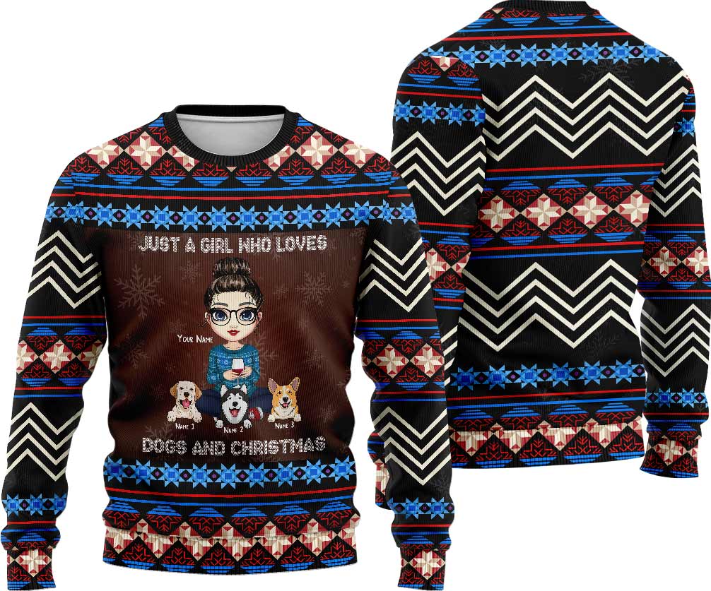 Just A Girl Who Loves Dogs And Christmas - Personalized Sweater