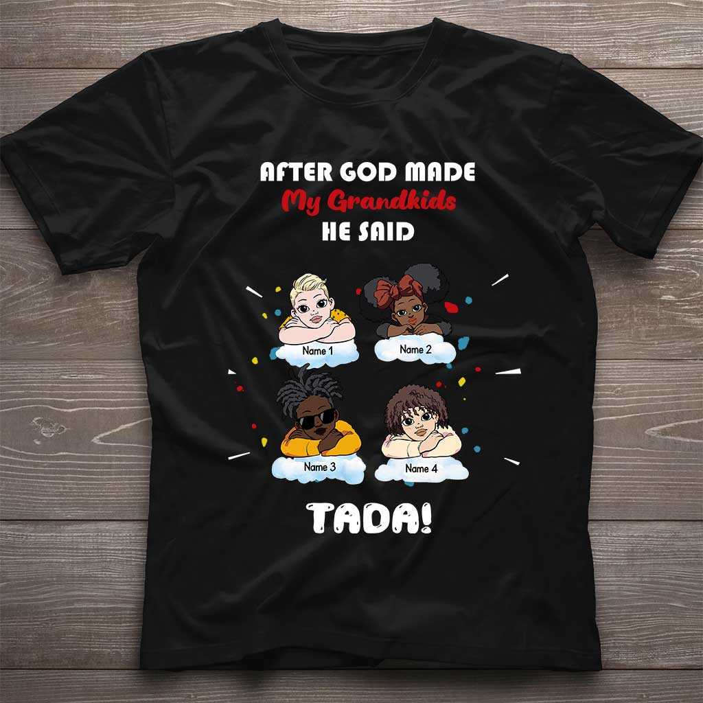 After God Made My Grandkids - Personalized Mother's Day Grandma T-shirt and Hoodie