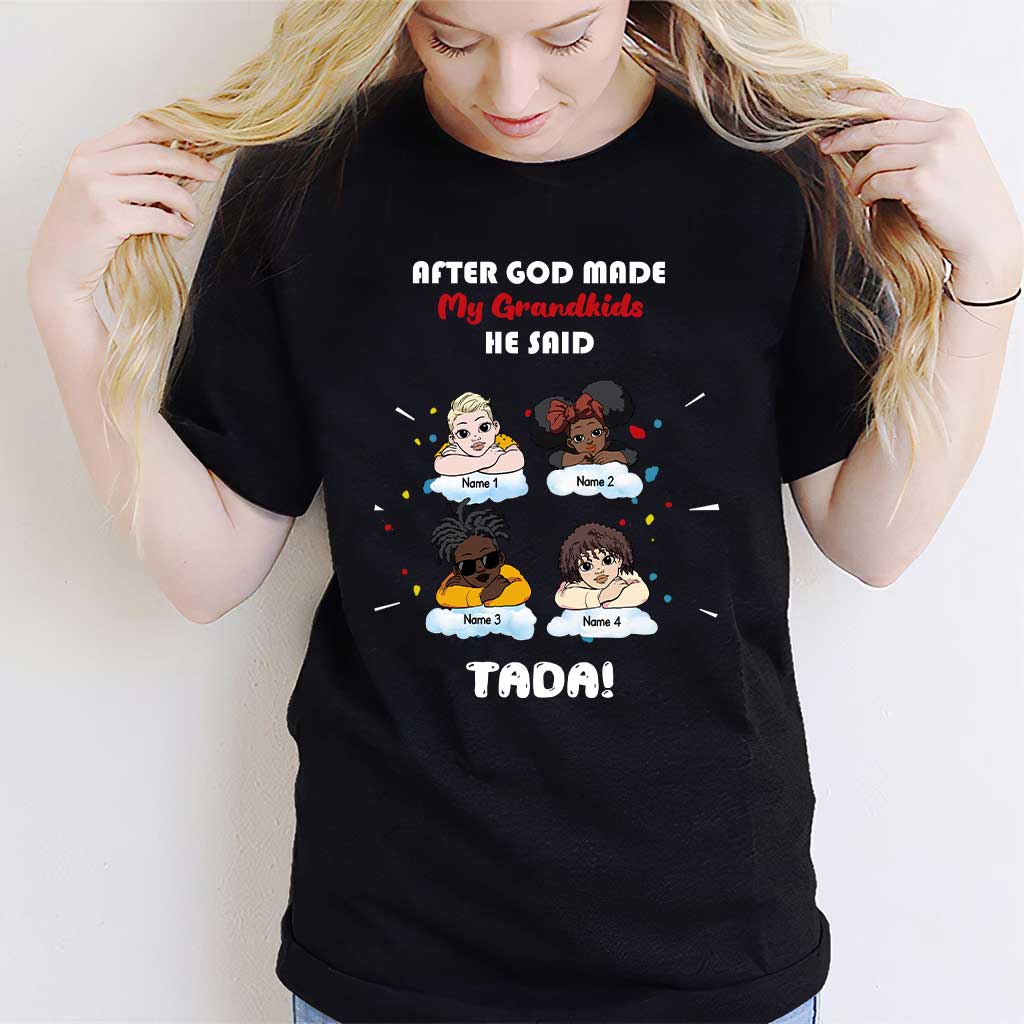 After God Made My Grandkids - Personalized Mother's Day Grandma T-shirt and Hoodie