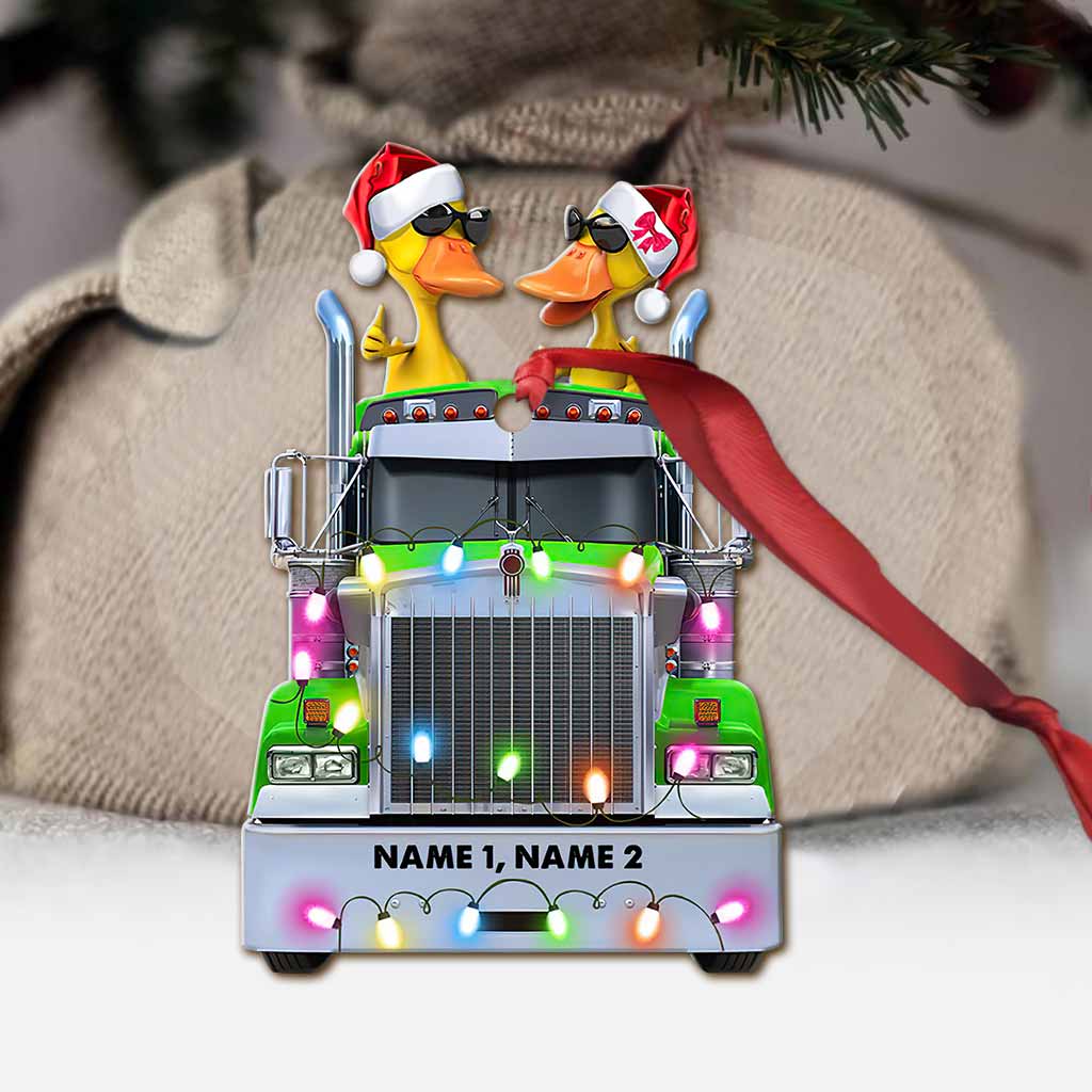 Trucker Duckies - Personalized Christmas Ornament (Printed On Both Sides)
