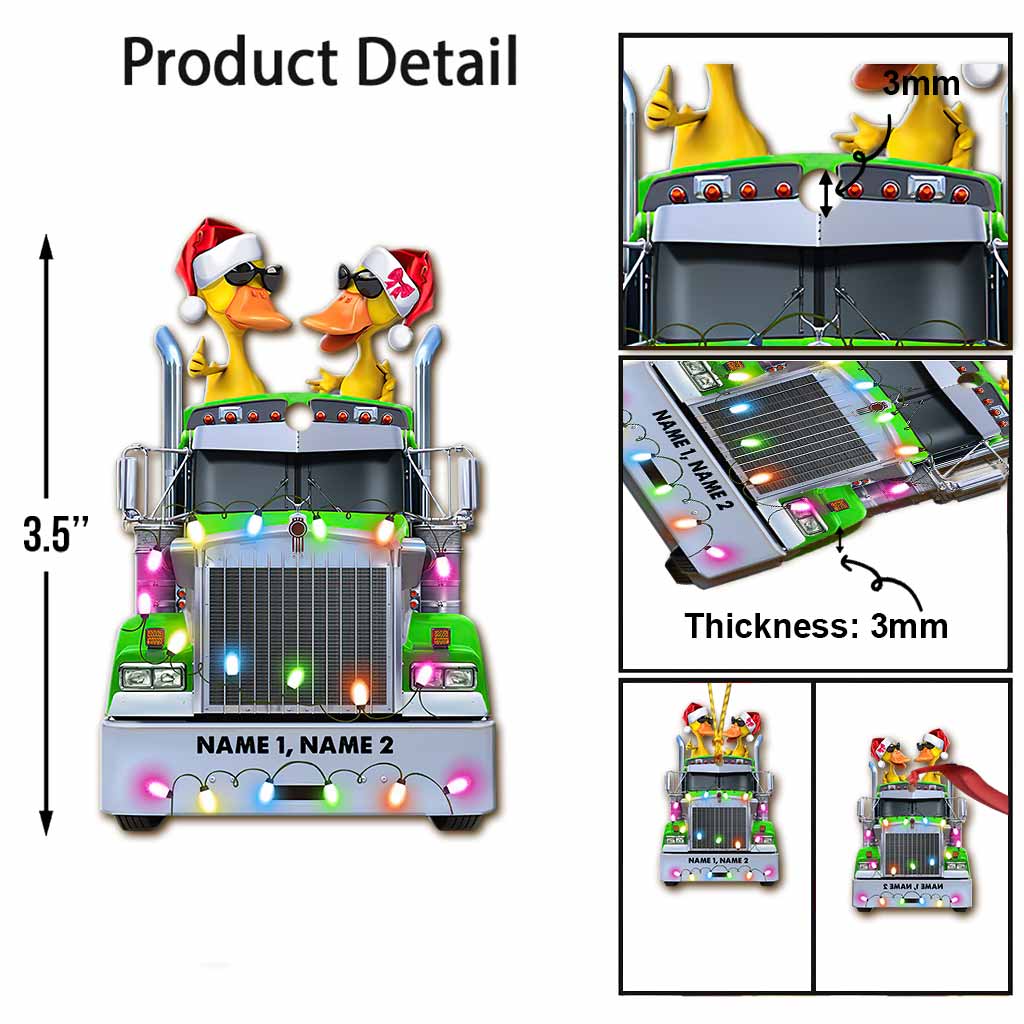 Trucker Duckies - Personalized Christmas Ornament (Printed On Both Sides)