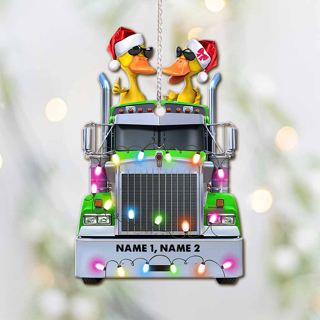 Trucker Duckies - Personalized Christmas Ornament (Printed On Both Sides)