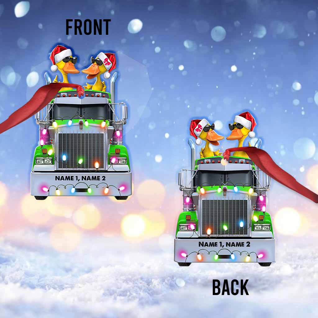 Trucker Duckies - Personalized Christmas Ornament (Printed On Both Sides)