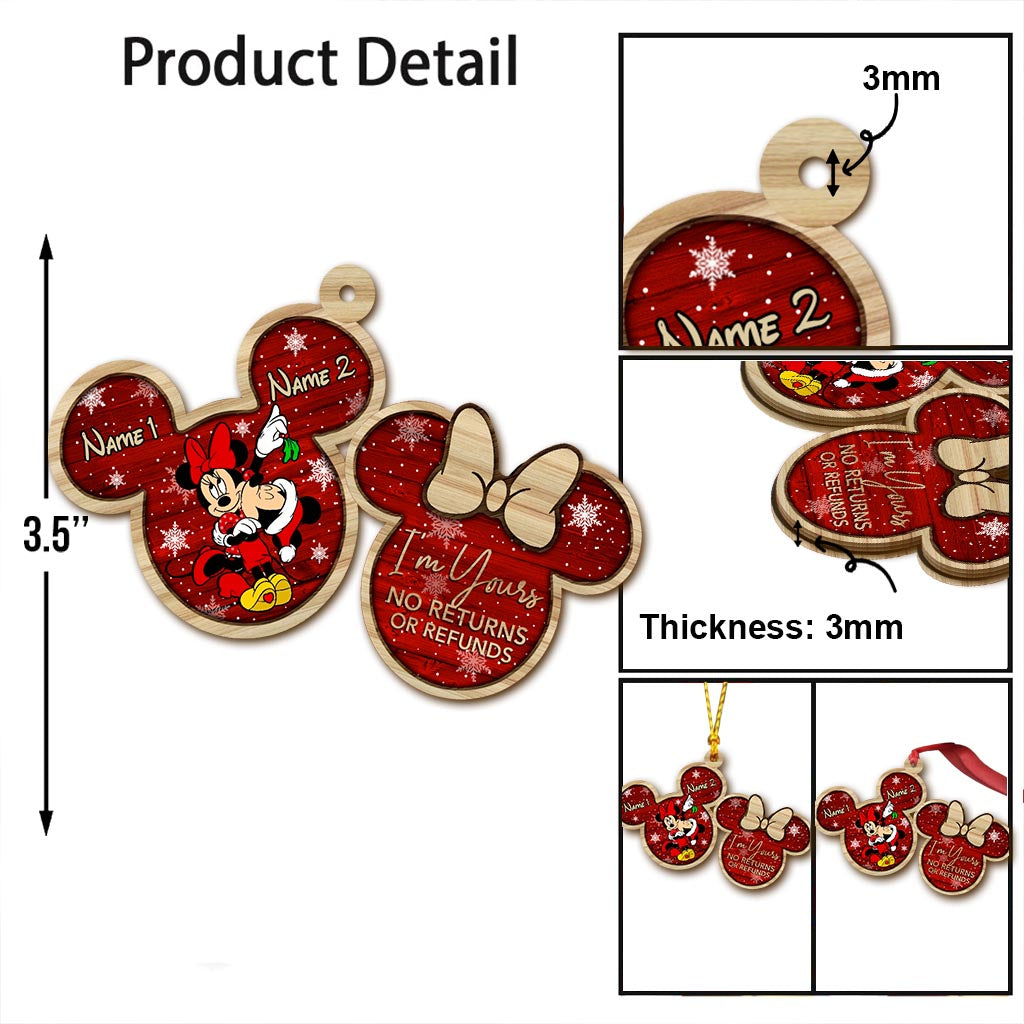 Mouse Ears Couple - Personalized Christmas Ornament (Printed On Both Sides)