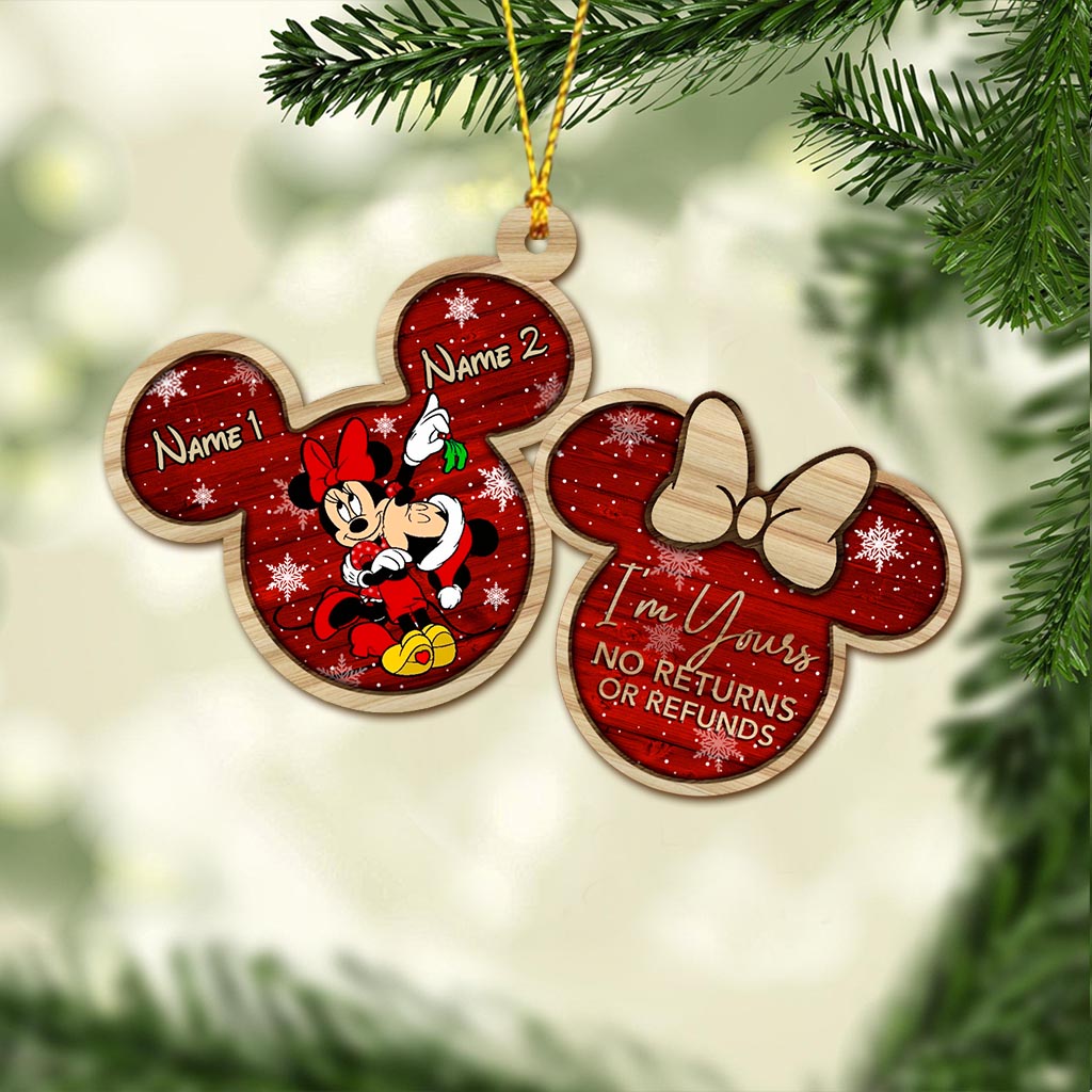 Mouse Ears Couple - Personalized Christmas Ornament (Printed On Both Sides)
