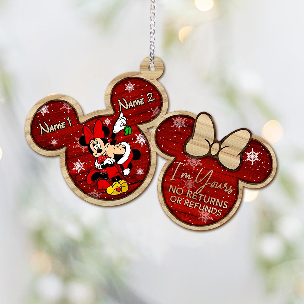 Mouse Ears Couple - Personalized Christmas Ornament (Printed On Both Sides)