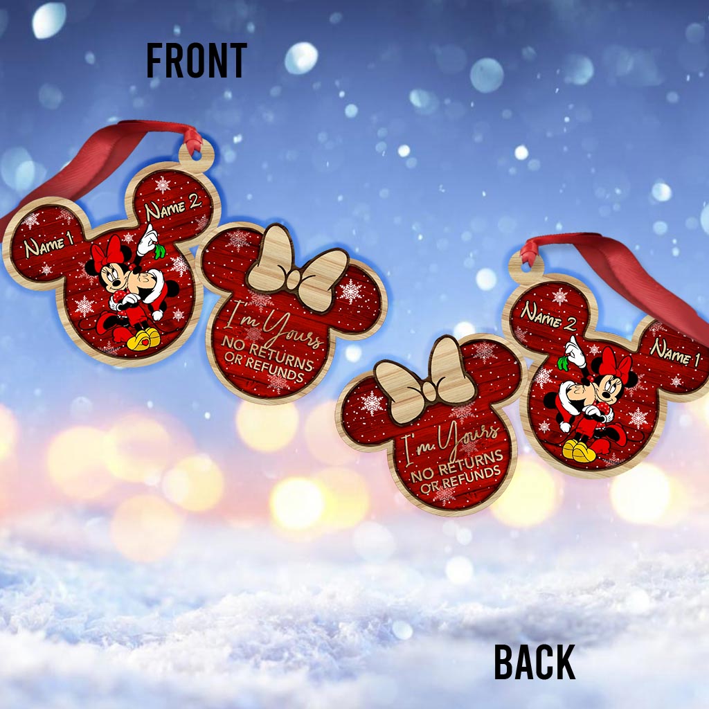 Mouse Ears Couple - Personalized Christmas Ornament (Printed On Both Sides)