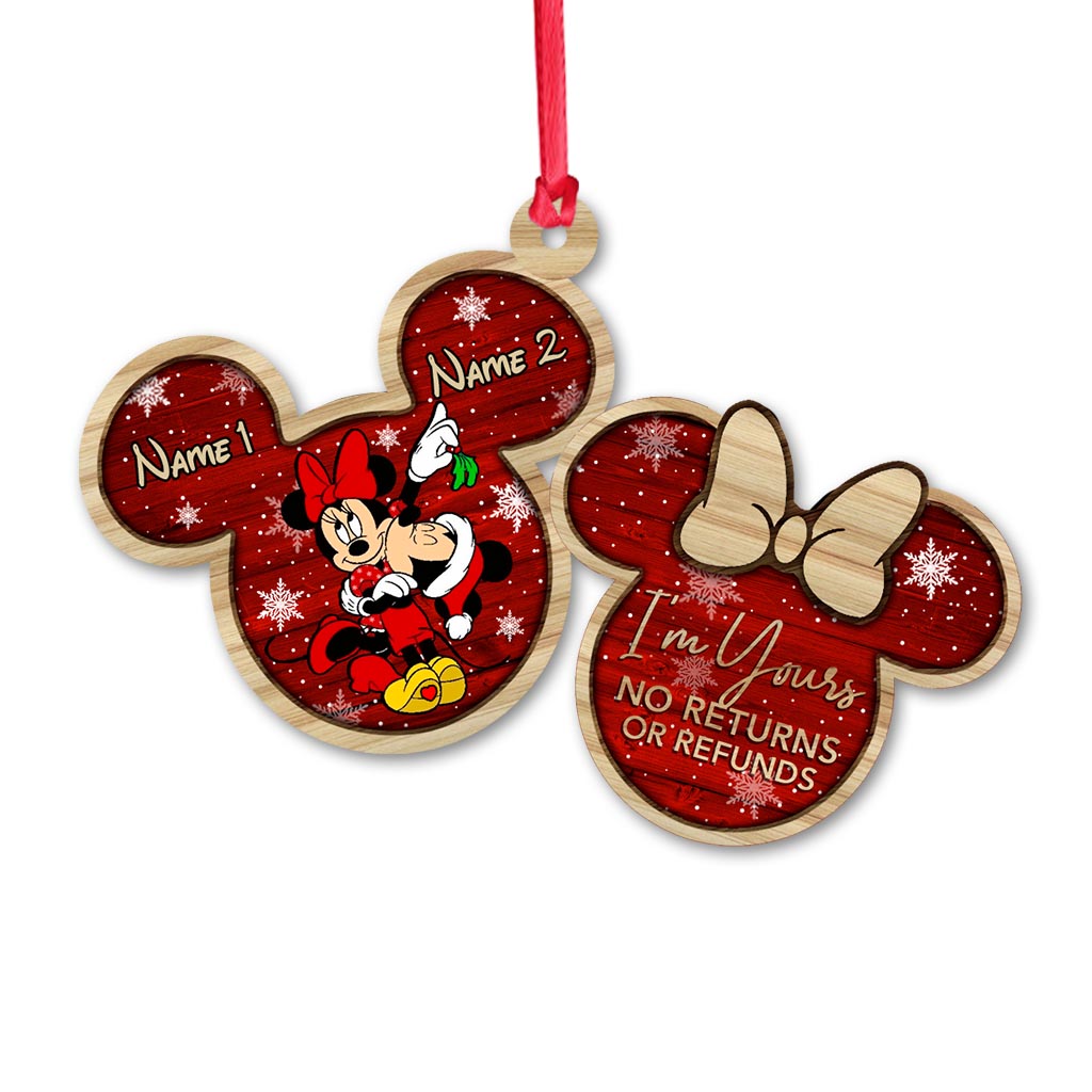 Mouse Ears Couple - Personalized Christmas Ornament (Printed On Both Sides)