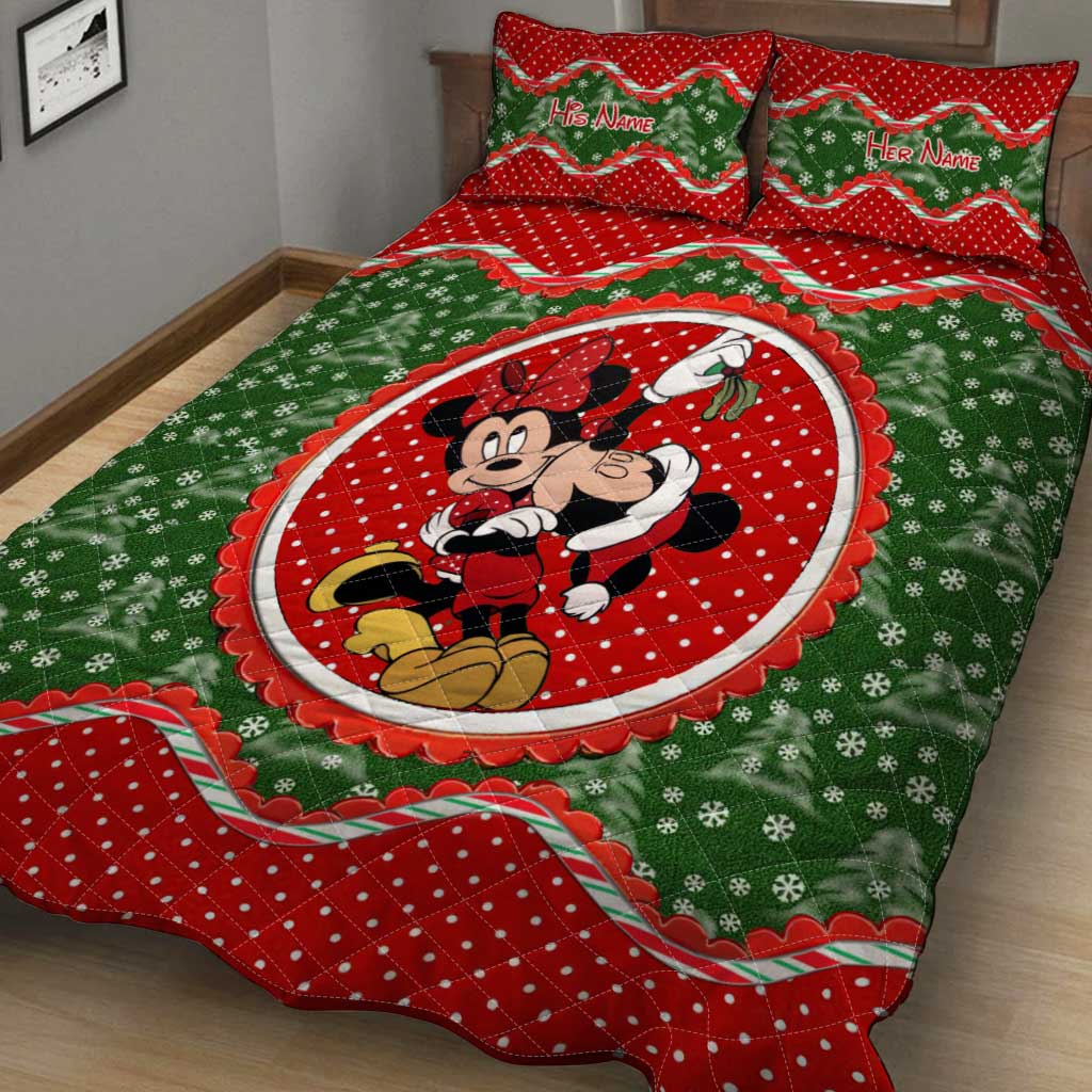 Mouse Ears Couple - Personalized Christmas Quilt Set