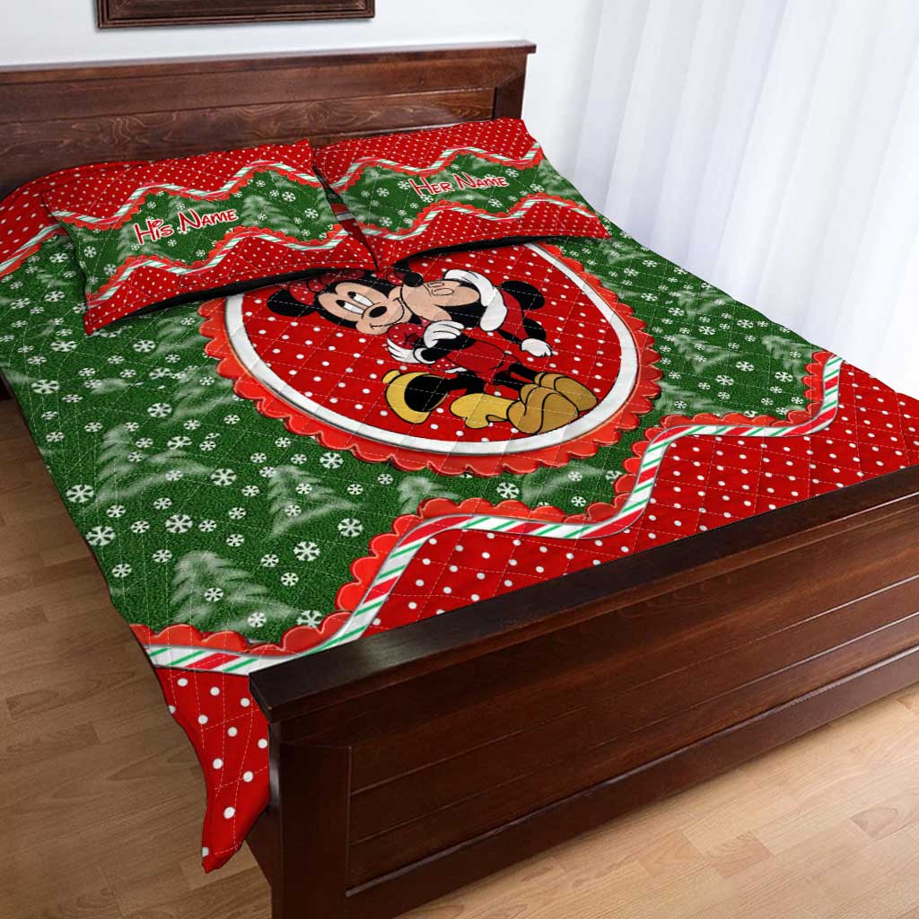 Mouse Ears Couple - Personalized Christmas Quilt Set