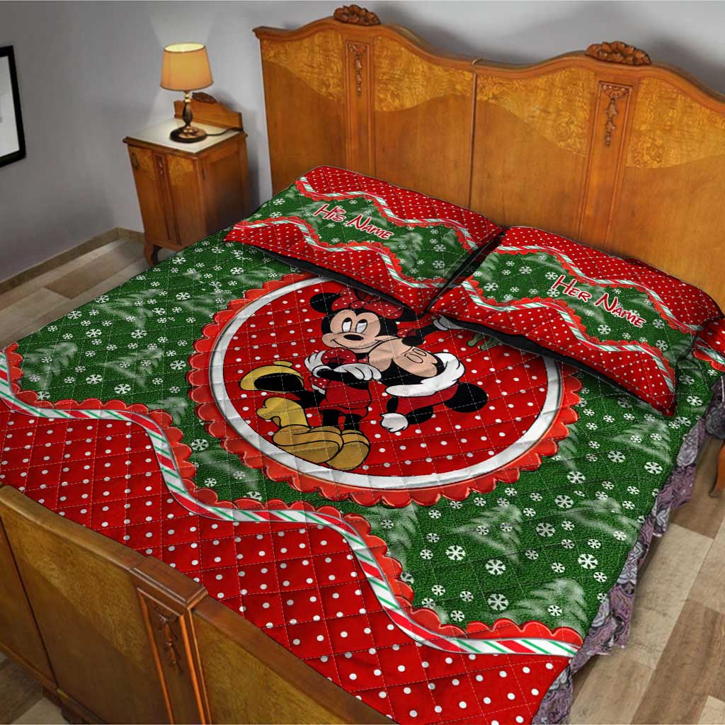 Mouse Ears Couple - Personalized Christmas Quilt Set