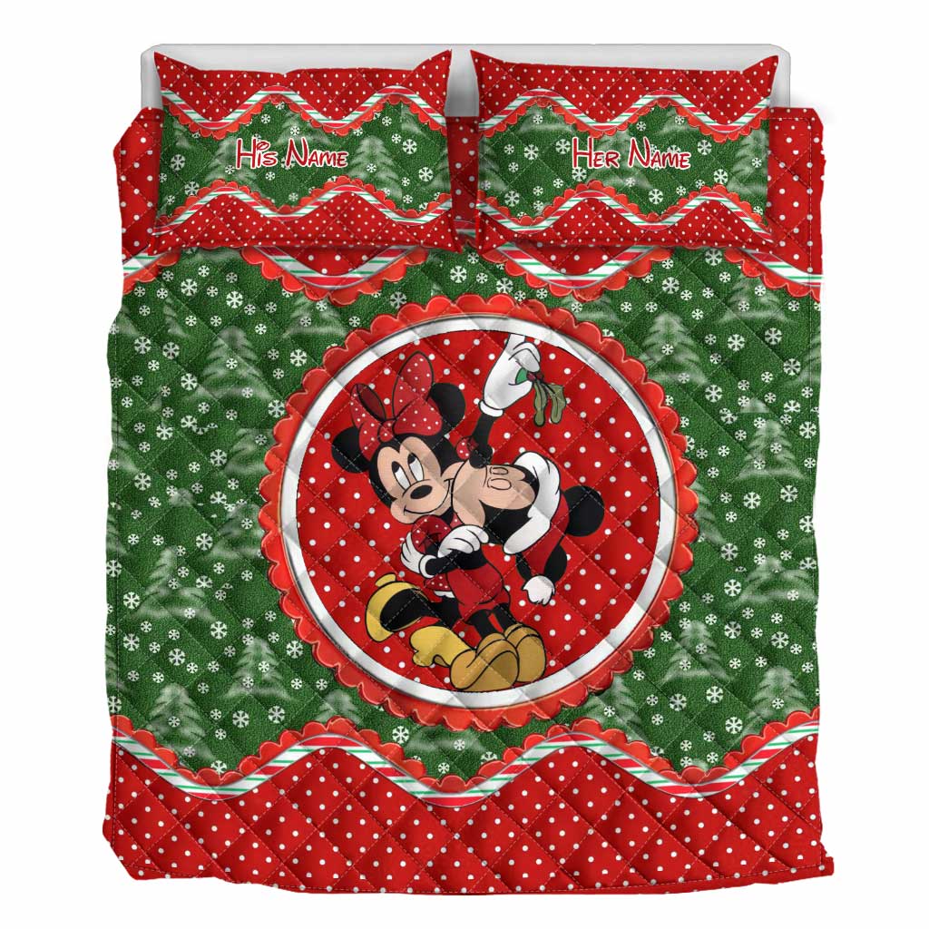 Mouse Ears Couple - Personalized Christmas Quilt Set